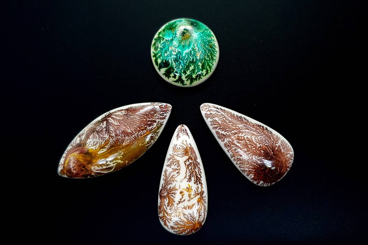 4 cabochons Faux Dendritic Agate #1 Cabochons SweetyBijou Cabochons Default Title