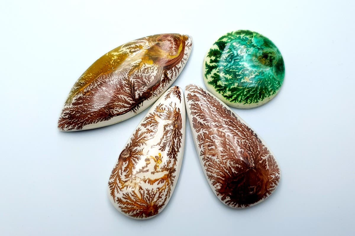 4 cabochons Faux Dendritic Agate #1 Cabochons SweetyBijou Cabochons