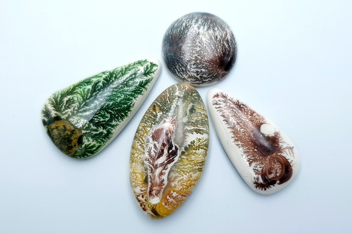 4 cabochons Faux Dendritic Agate #3 Cabochons SweetyBijou Cabochons Default Title