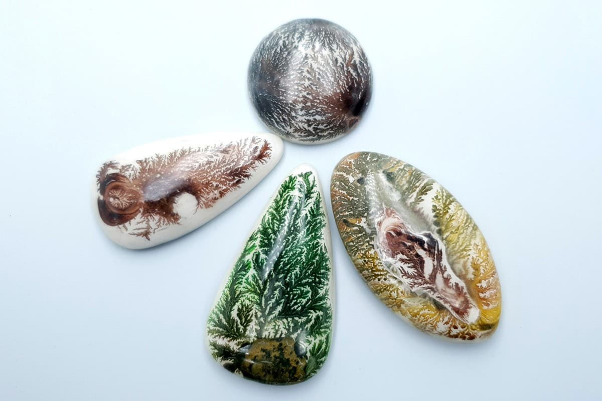 4 cabochons Faux Dendritic Agate #3 Cabochons SweetyBijou Cabochons
