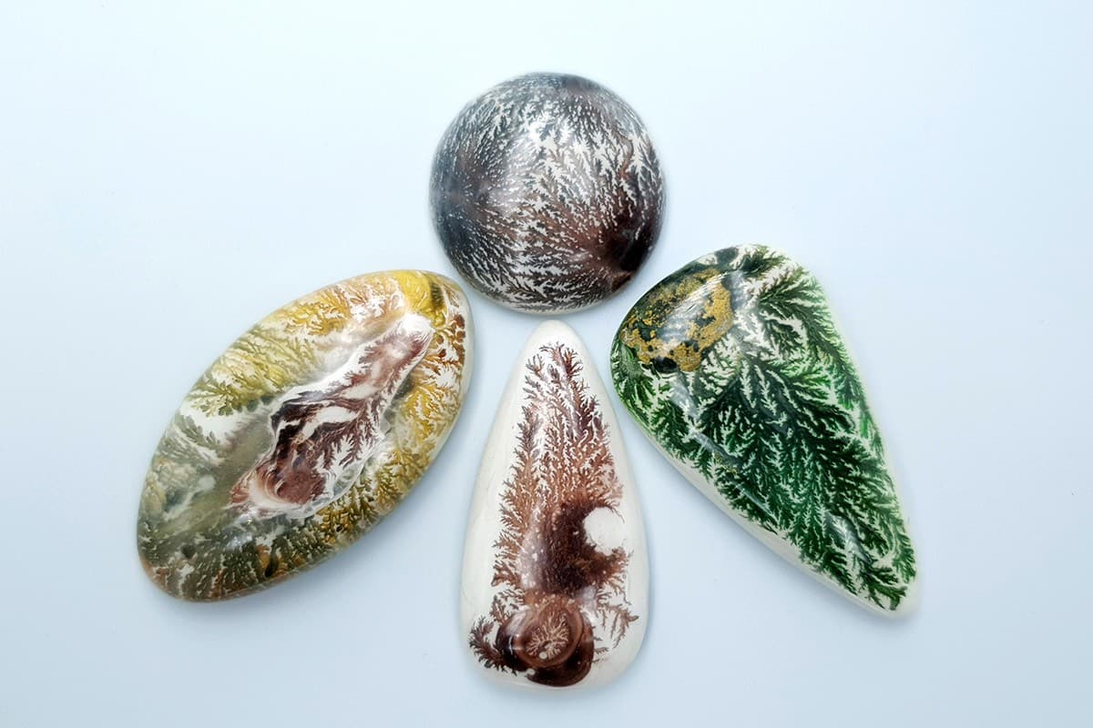 4 cabochons Faux Dendritic Agate #3 Cabochons SweetyBijou Cabochons