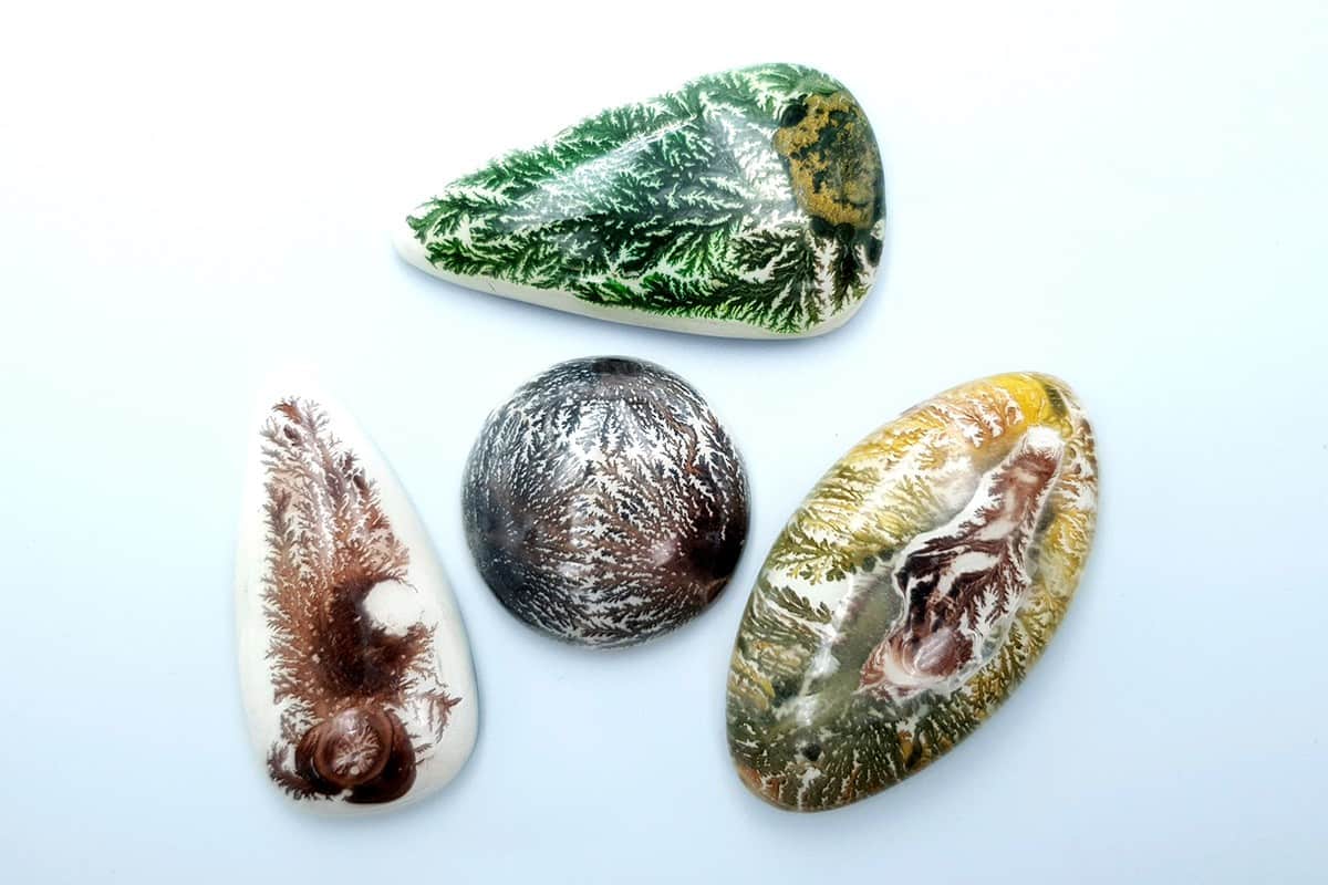 4 cabochons Faux Dendritic Agate #3 Cabochons SweetyBijou Cabochons