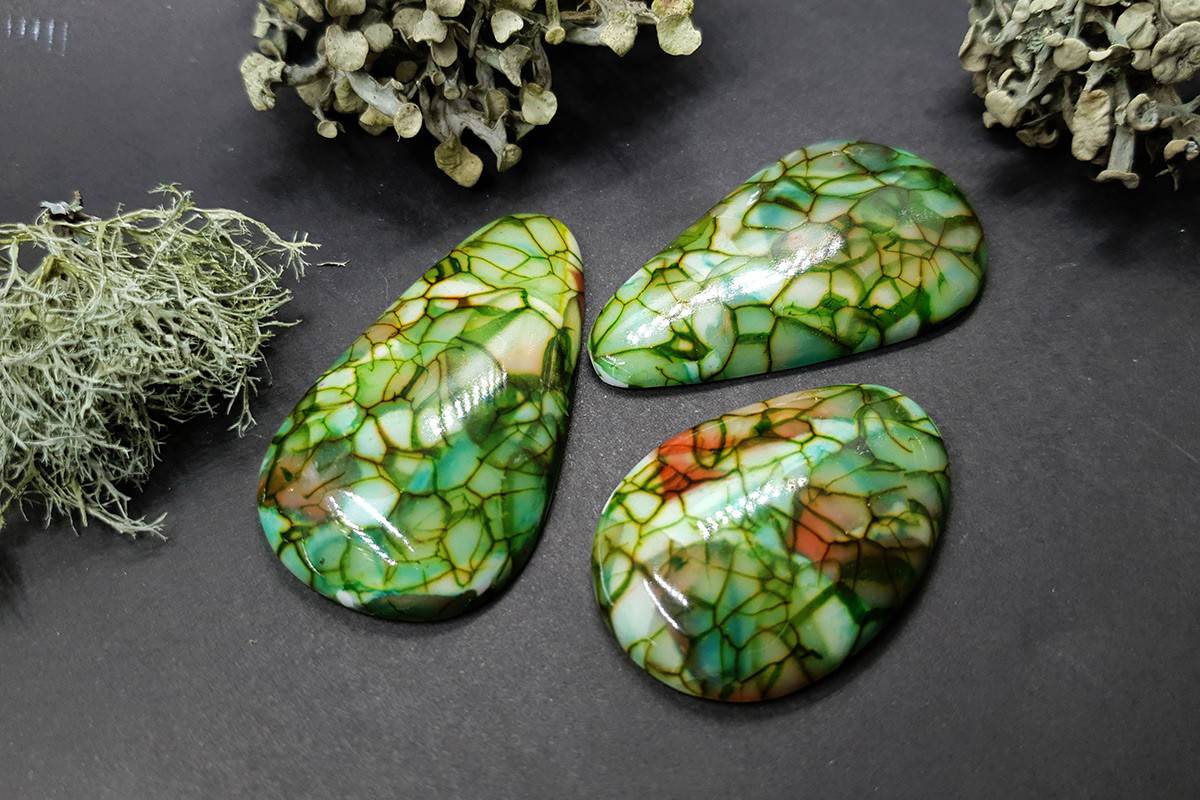 3 cabochons Faux Dragon's Vein Agate Stone (#2) Cabochons SweetyBijou Cabochons