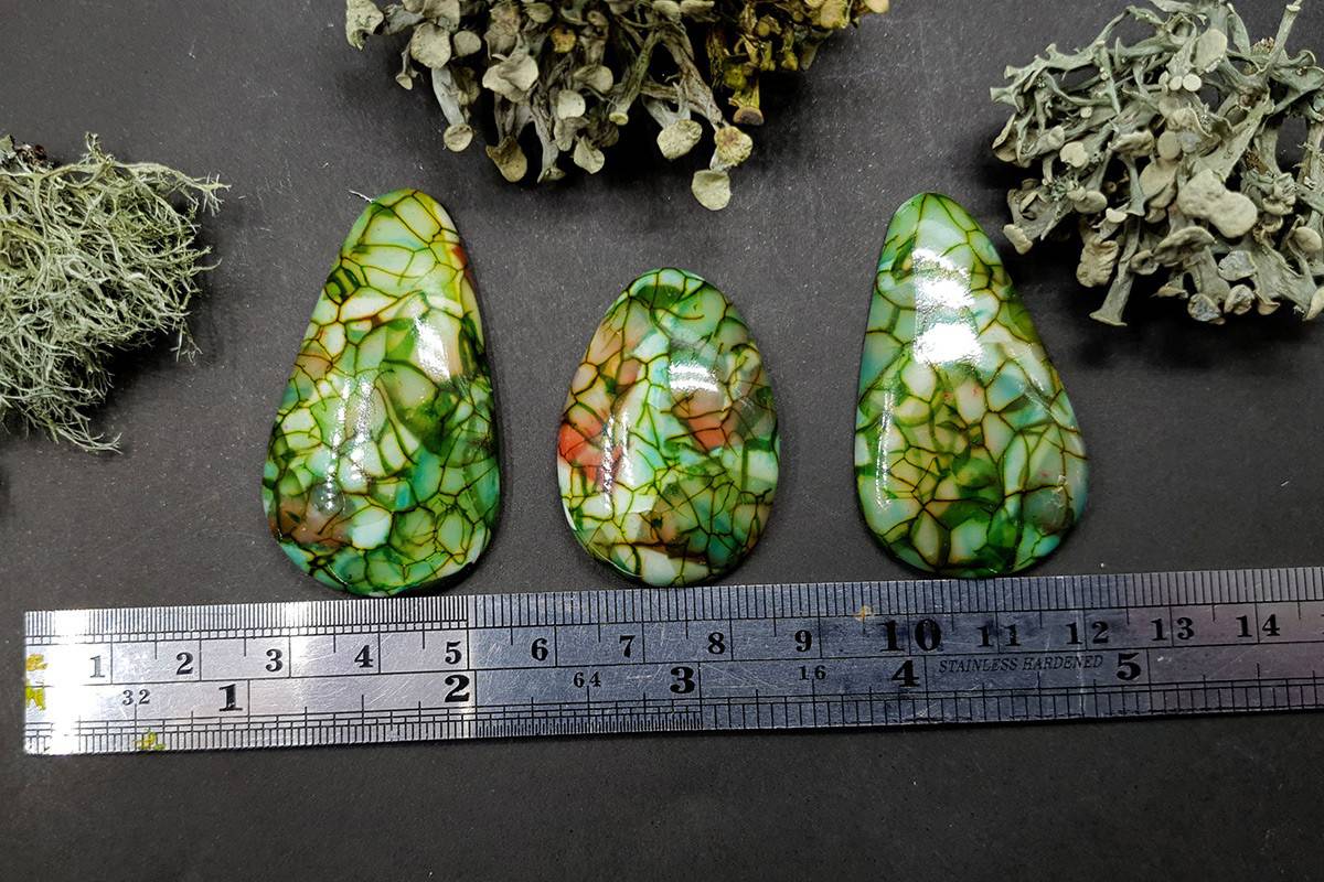 3 cabochons Faux Dragon's Vein Agate Stone (#2) Cabochons SweetyBijou Cabochons
