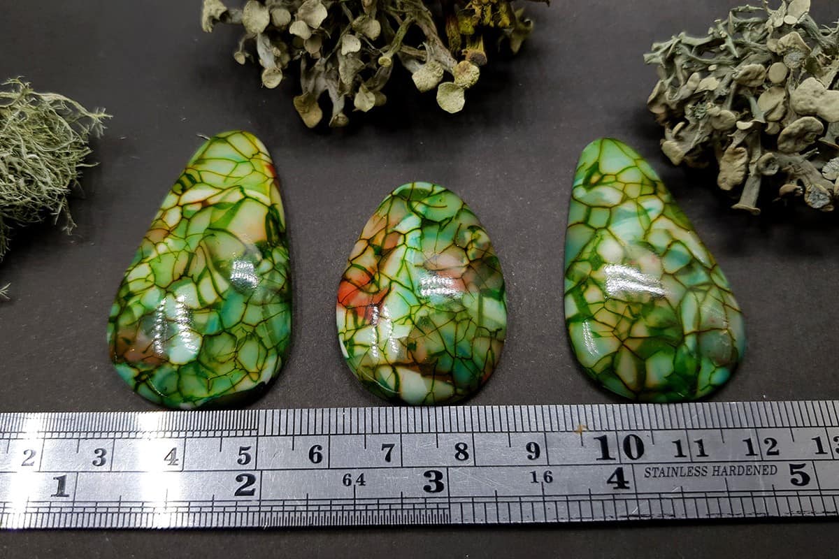 3 cabochons Faux Dragon's Vein Agate Stone (#2) Cabochons SweetyBijou Cabochons