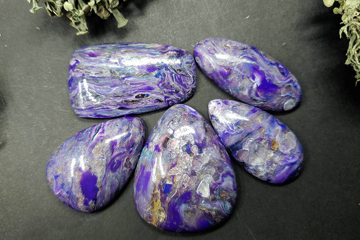 5 cabochons Faux Charoite Clay Stone Cabochons SweetyBijou Cabochons Default Title