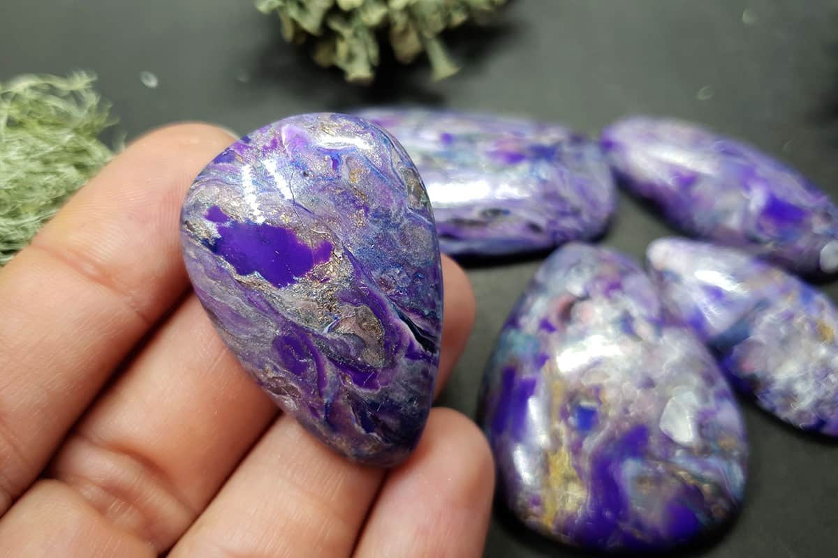 5 cabochons Faux Charoite Clay Stone Cabochons SweetyBijou Cabochons