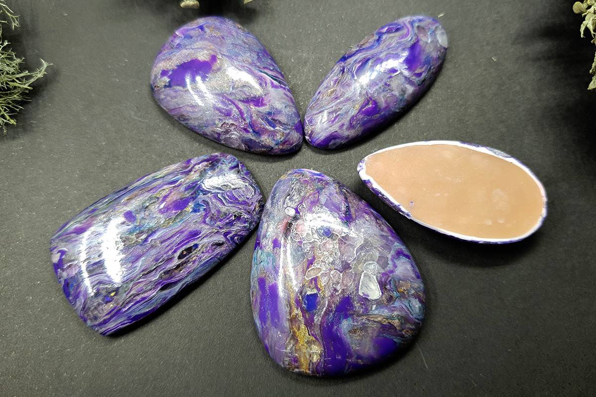 5 cabochons Faux Charoite Clay Stone Cabochons SweetyBijou Cabochons