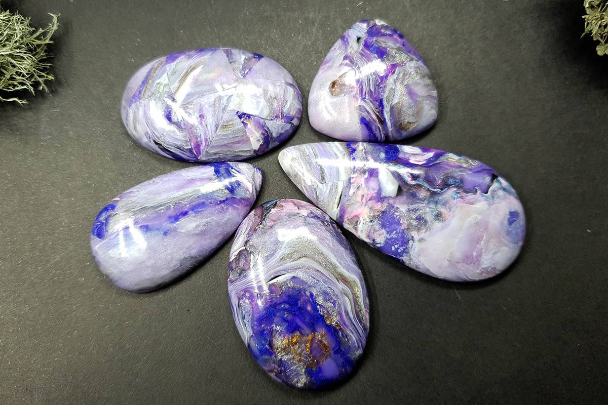 Faux Charoite clay stone 5 cabochons Cabochons SweetyBijou Cabochons Default Title