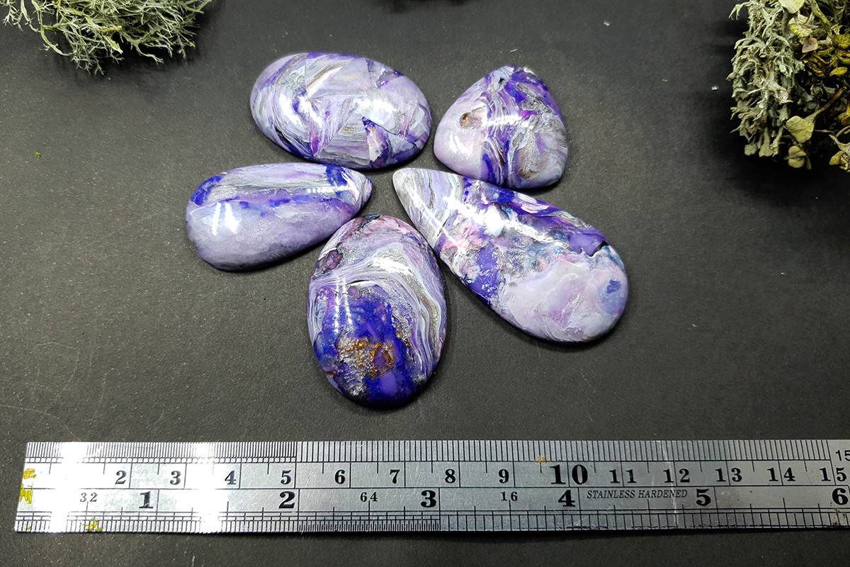 Faux Charoite clay stone 5 cabochons Cabochons SweetyBijou Cabochons