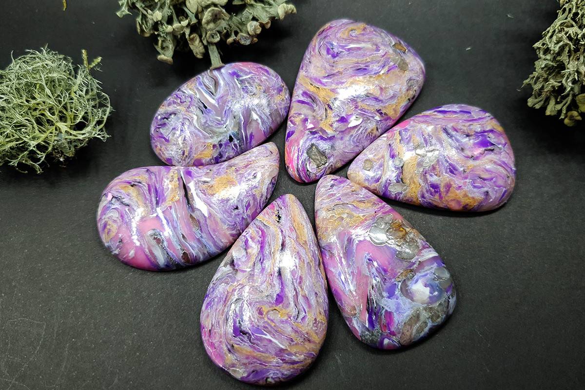 6 cabochons Faux Charoite Clay Stone Cabochons SweetyBijou Cabochons Default Title