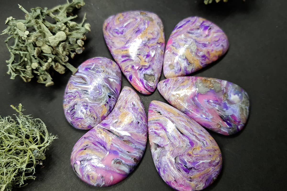 6 cabochons Faux Charoite Clay Stone Cabochons SweetyBijou Cabochons