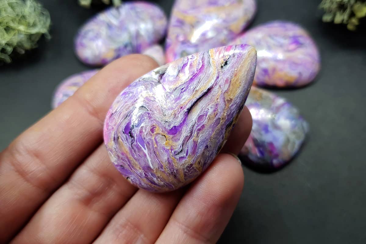 6 cabochons Faux Charoite Clay Stone Cabochons SweetyBijou Cabochons