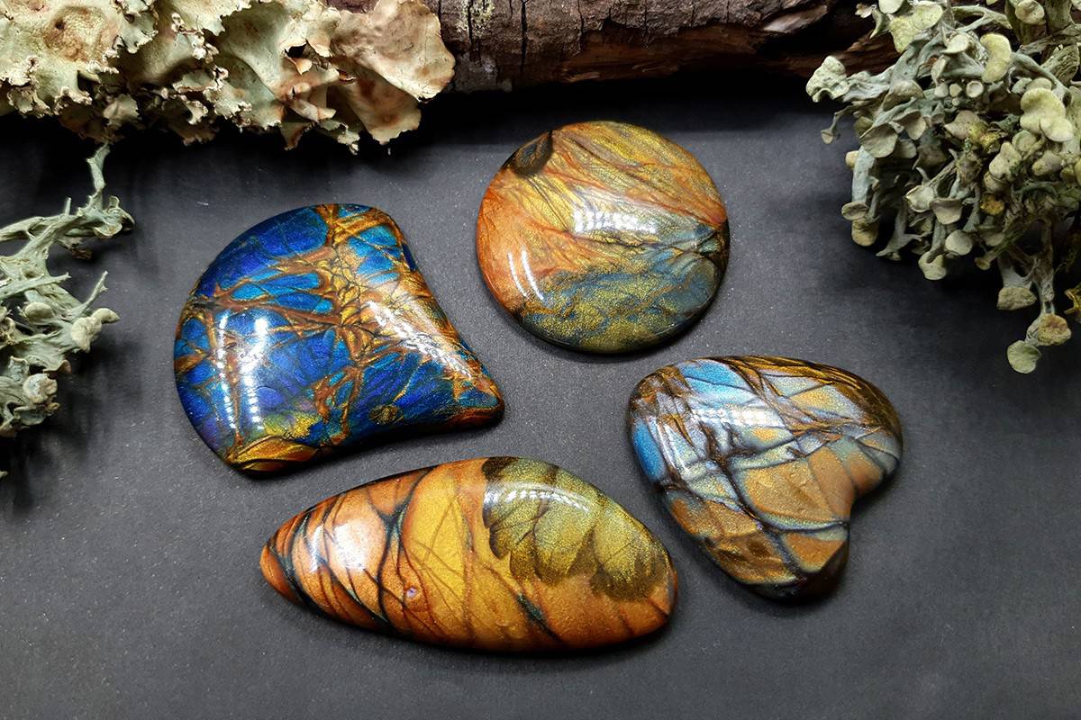 4 cabochons Faux Labradorite Stone #22 Cabochons SweetyBijou Cabochons