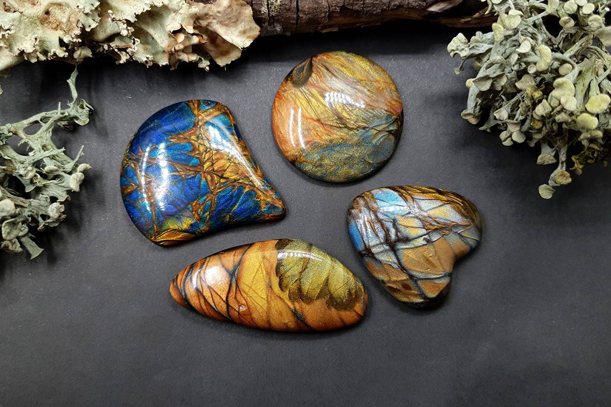 4 cabochons Faux Labradorite Stone #22 Cabochons SweetyBijou Cabochons