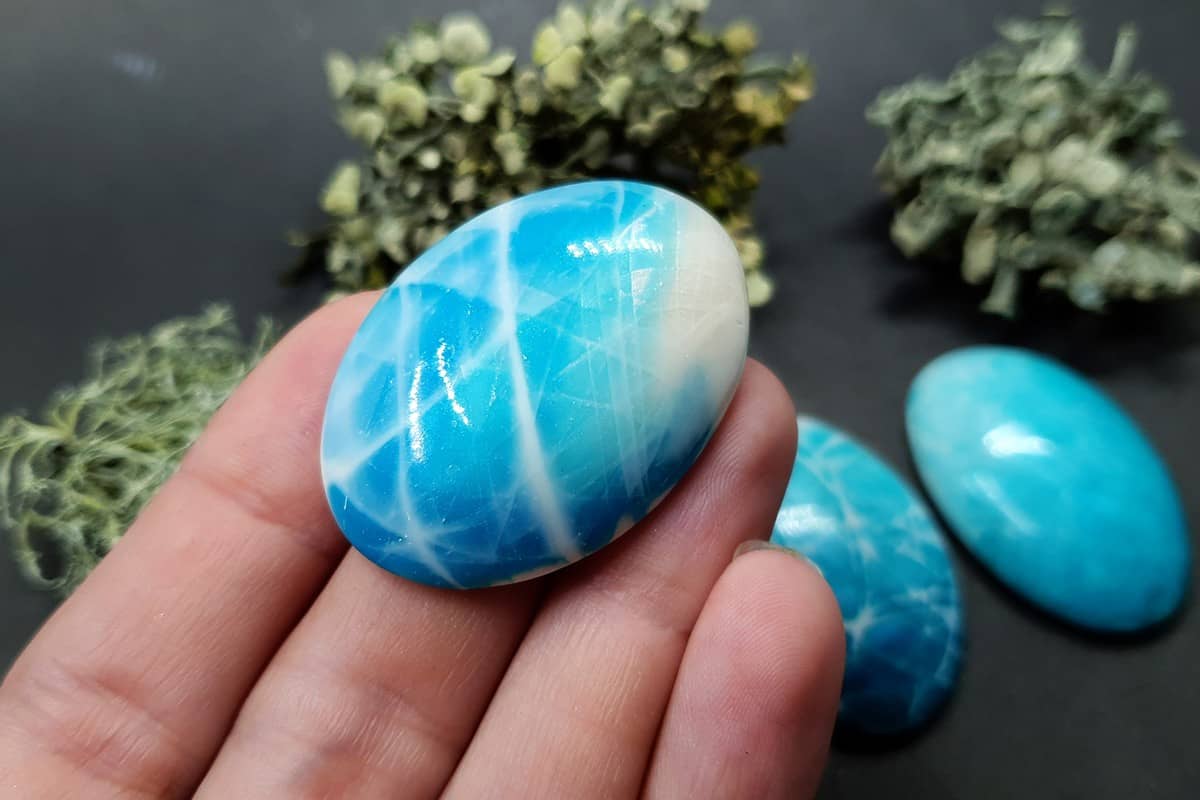 3 cabochons Faux Larimar Stone from Polymer Clay #4 Cabochons SweetyBijou Cabochons