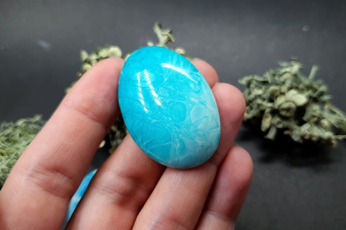 3 cabochons Faux Larimar Stone from Polymer Clay #4 Cabochons SweetyBijou Cabochons
