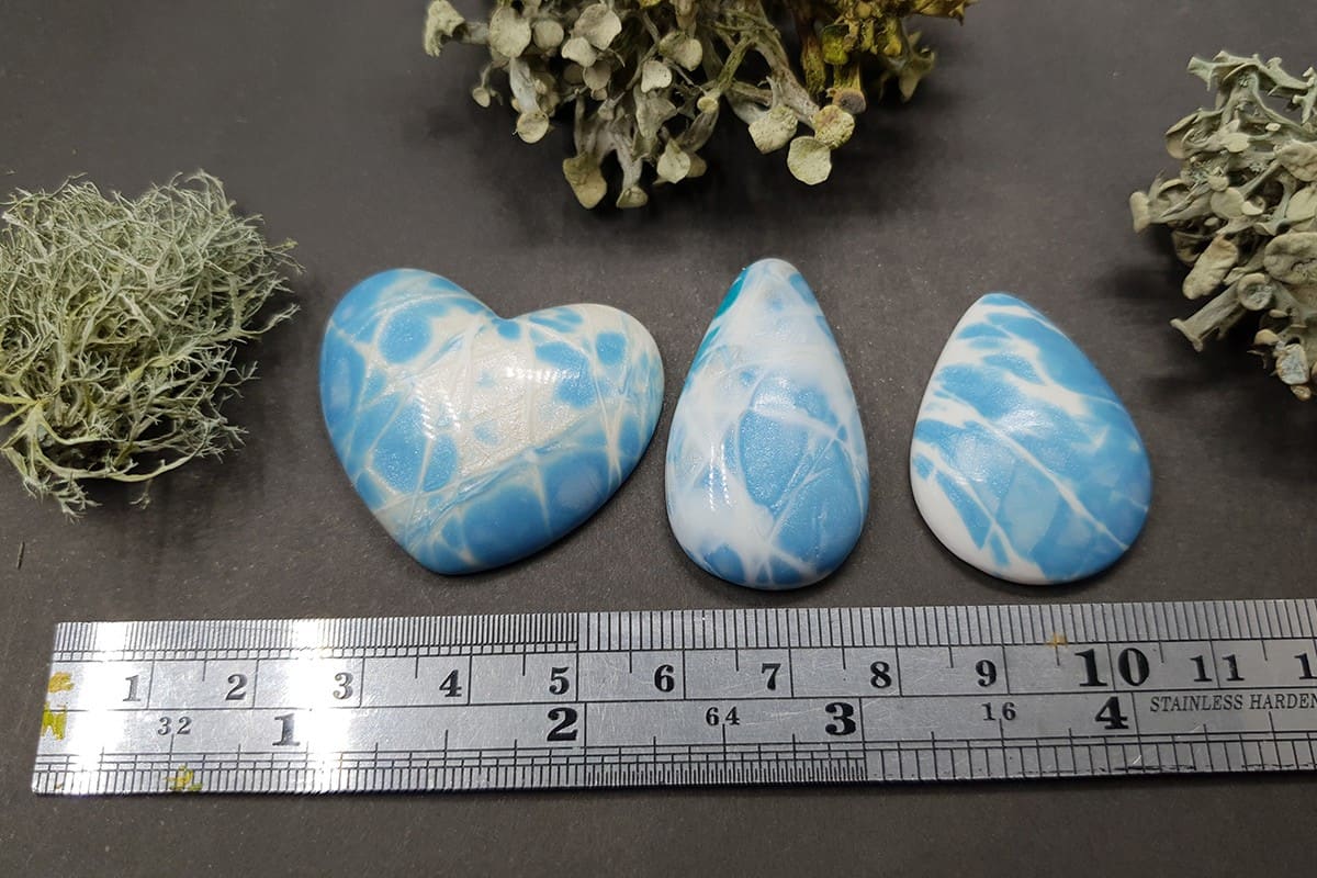 3 cabochons Faux Larimar Stone, Set #8 Cabochons SweetyBijou Cabochons