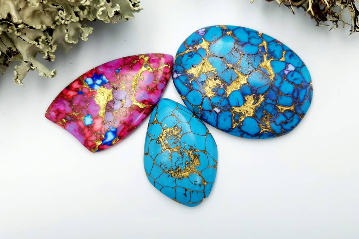 3 Cabochones Faux Turquoise from Polymer Clay #2 Cabochons SweetyBijou Cabochons Default Title