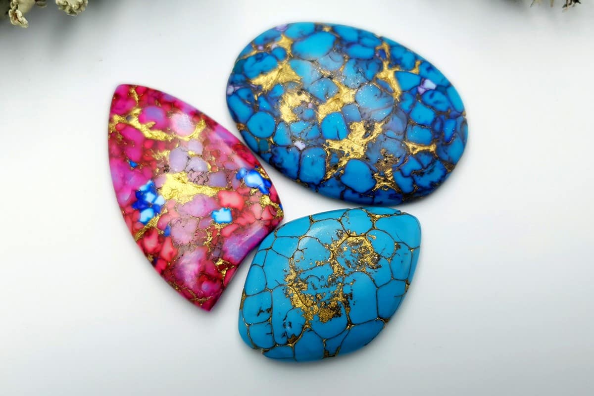 3 Cabochones Faux Turquoise from Polymer Clay #2 Cabochons SweetyBijou Cabochons