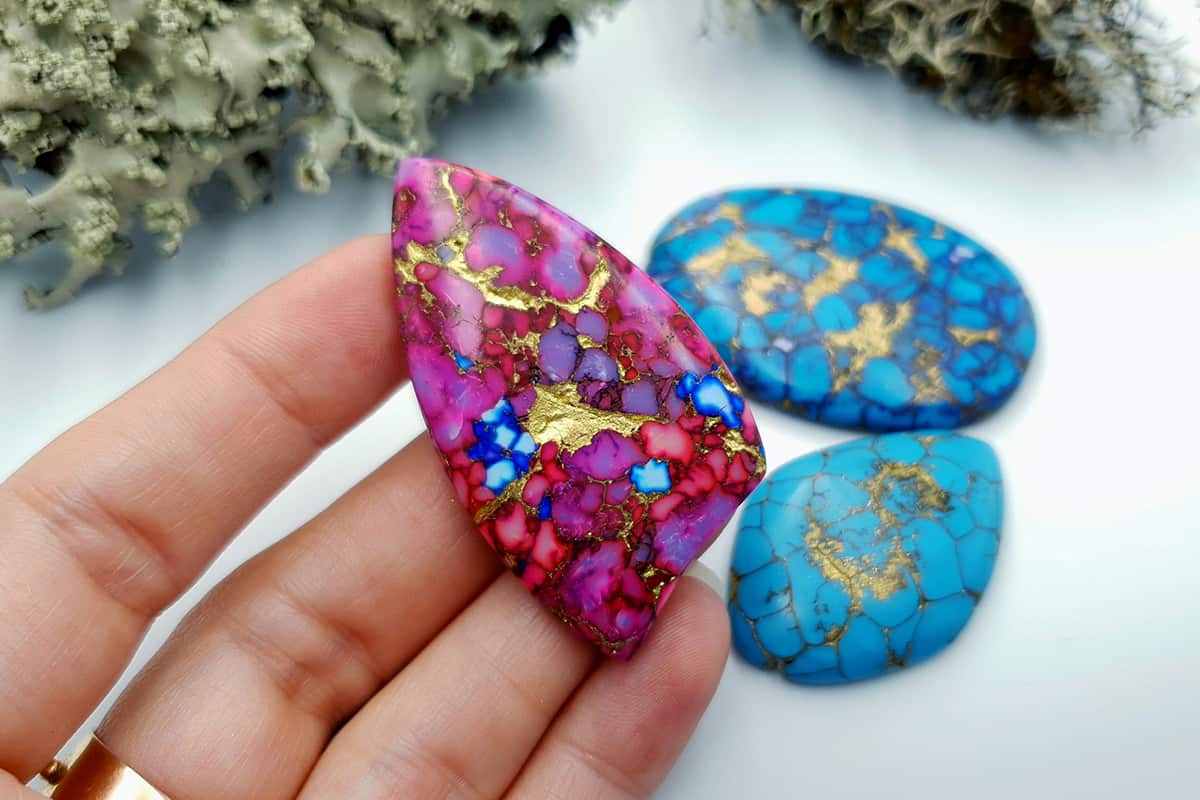 3 Cabochones Faux Turquoise from Polymer Clay #2 Cabochons SweetyBijou Cabochons