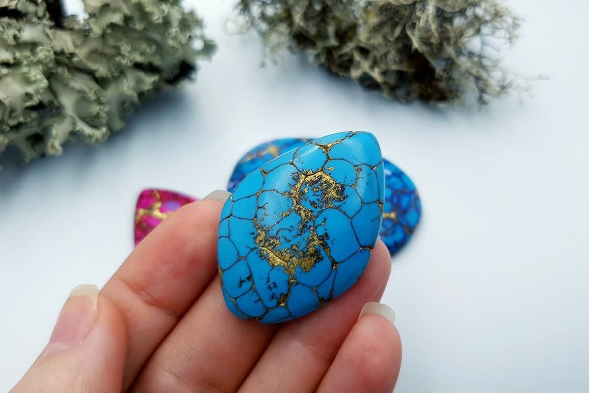 3 Cabochones Faux Turquoise from Polymer Clay #2 Cabochons SweetyBijou Cabochons