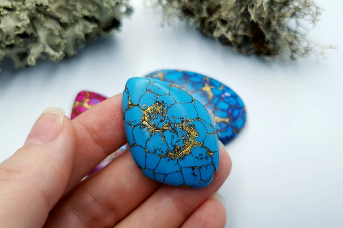 3 Cabochones Faux Turquoise from Polymer Clay #2 Cabochons SweetyBijou Cabochons