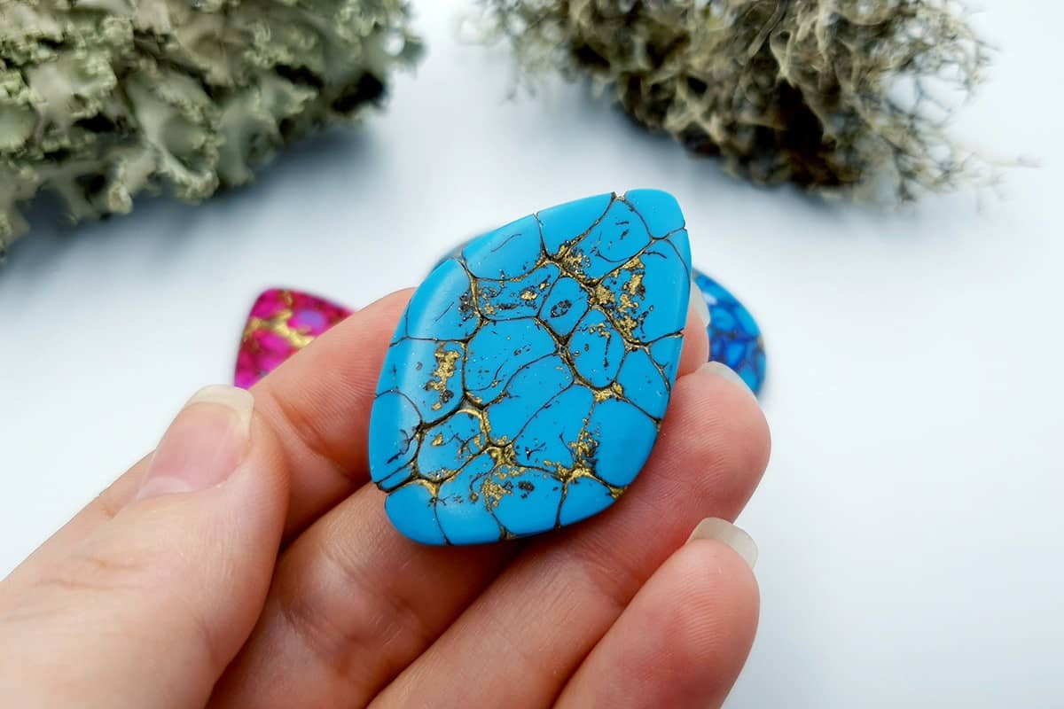 3 Cabochones Faux Turquoise from Polymer Clay #2 Cabochons SweetyBijou Cabochons