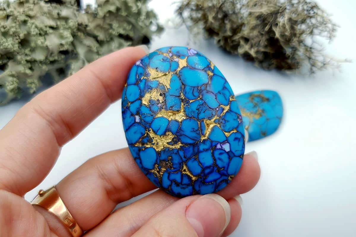 3 Cabochones Faux Turquoise from Polymer Clay #2 Cabochons SweetyBijou Cabochons