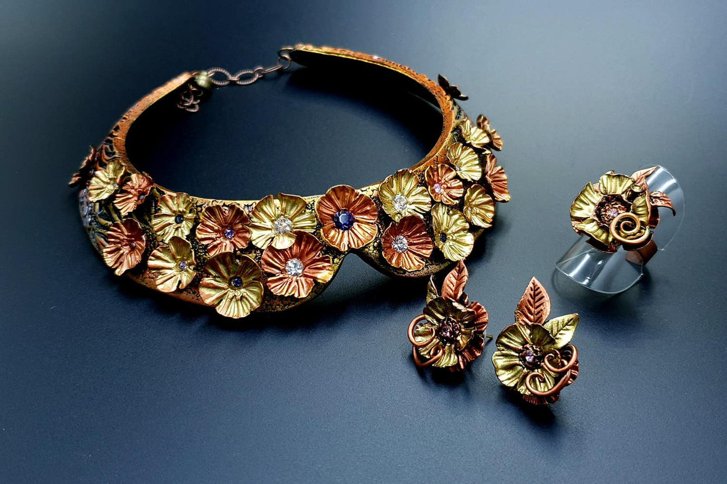 "Flowers in Metal" Jewelry Set Jewelry Set SweetyBijou Jewelry