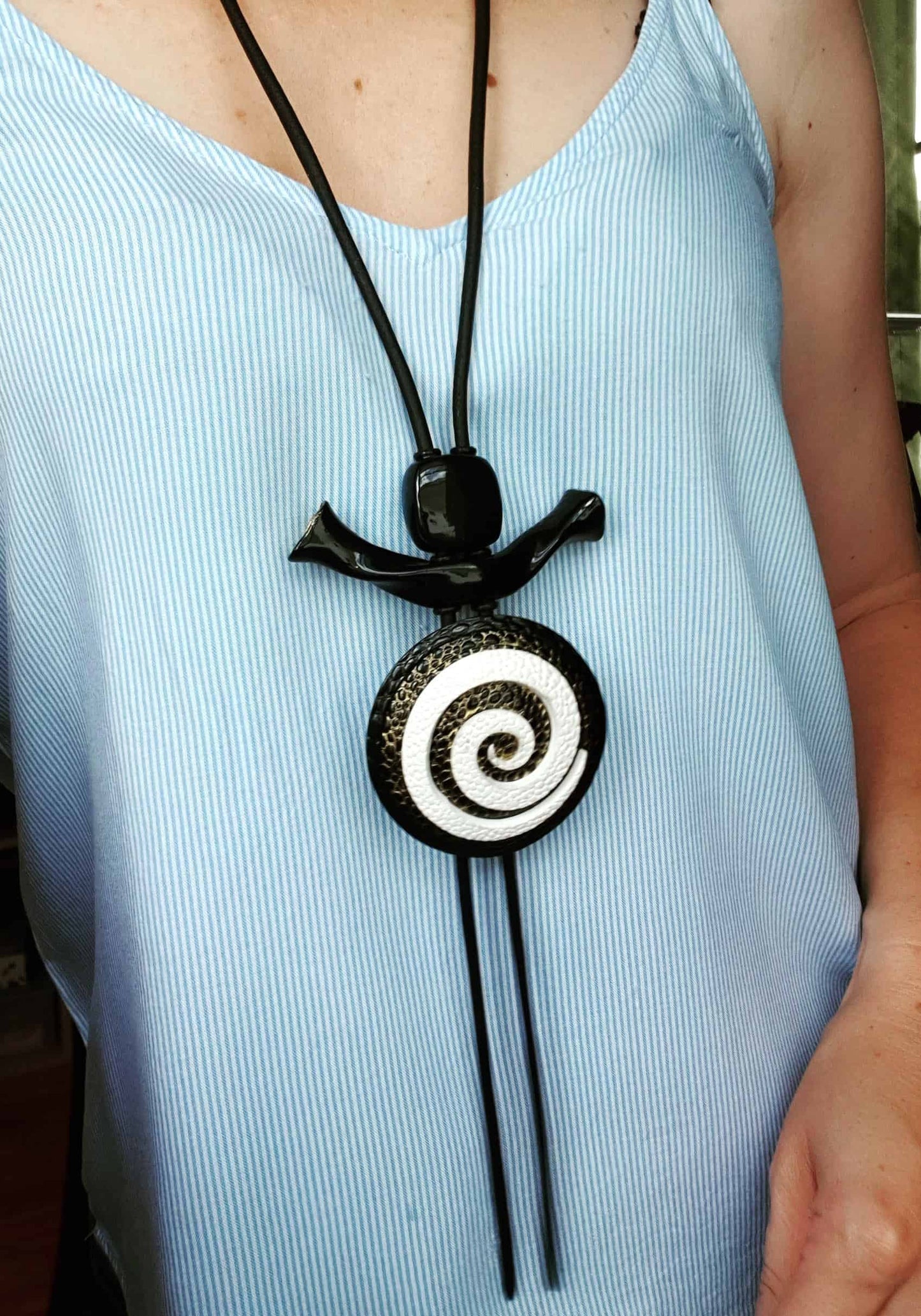 Yin-Yang Swirl Long Pendant - Infiniti of Perfection Pendant SweetyBijou Jewelry