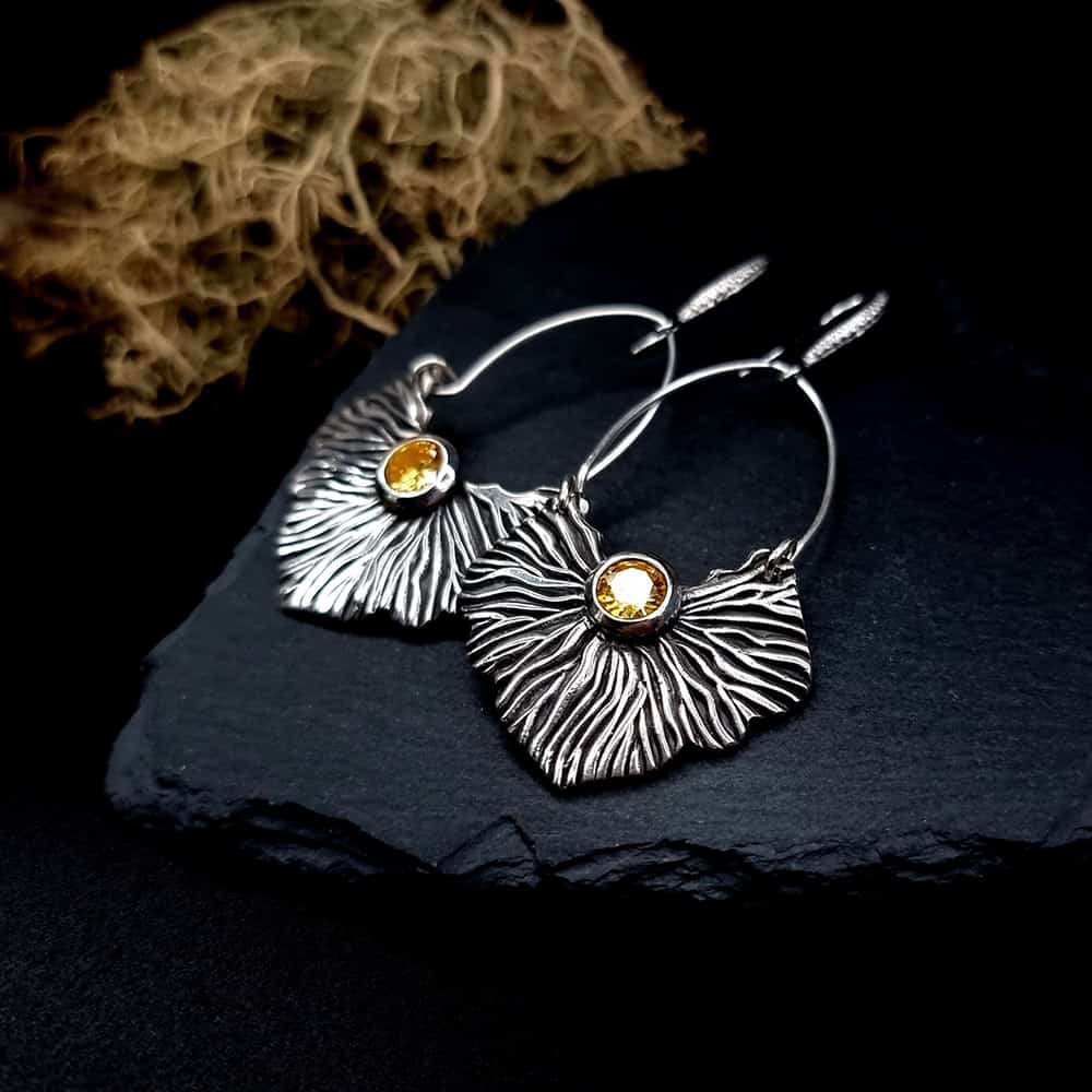 Fine Silver Earrings "The Corals" with Yellow CZ Earrings SweetyBijou Jewelry
