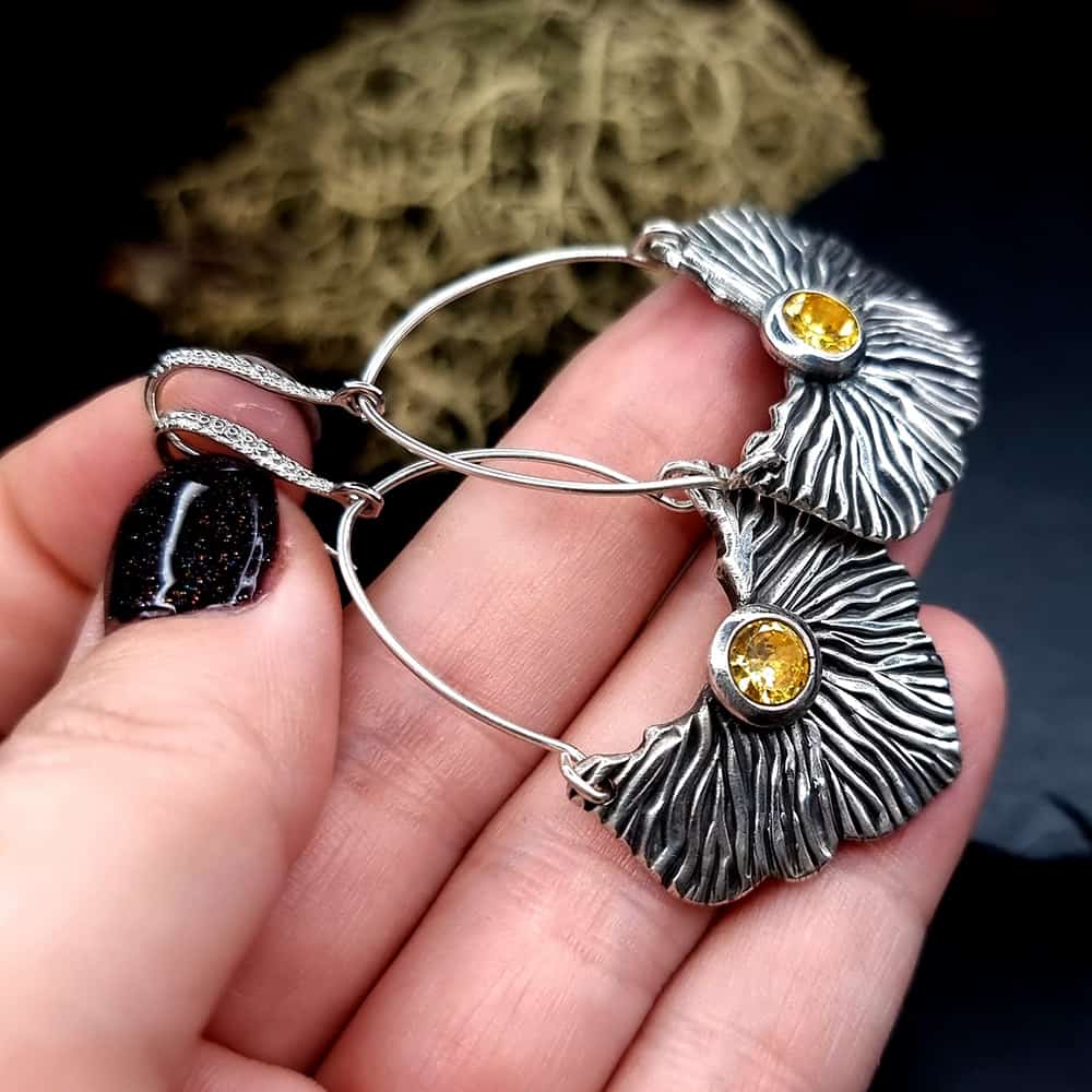 Fine Silver Earrings "The Corals" with Yellow CZ Earrings SweetyBijou Jewelry