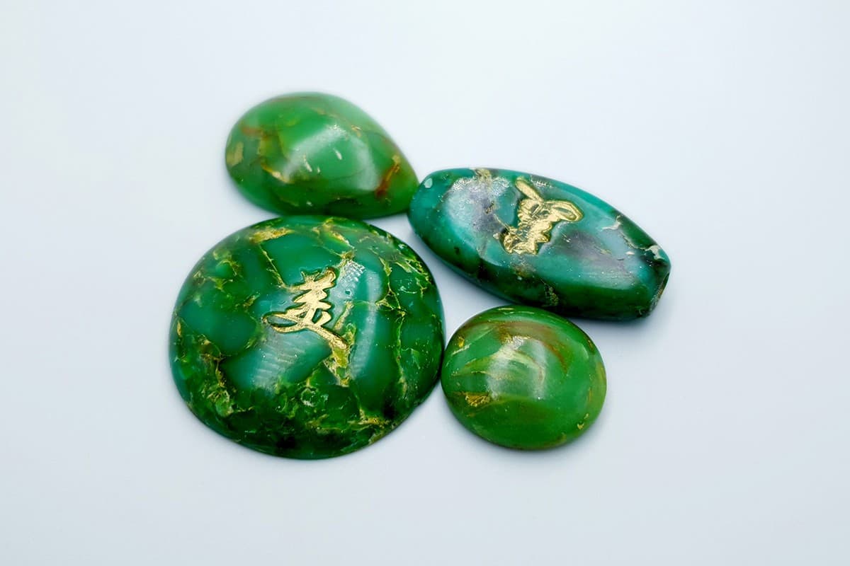 4 cabochons, Faux Jade Stone from Polymer Clay (#2) Cabochons SweetyBijou Cabochons
