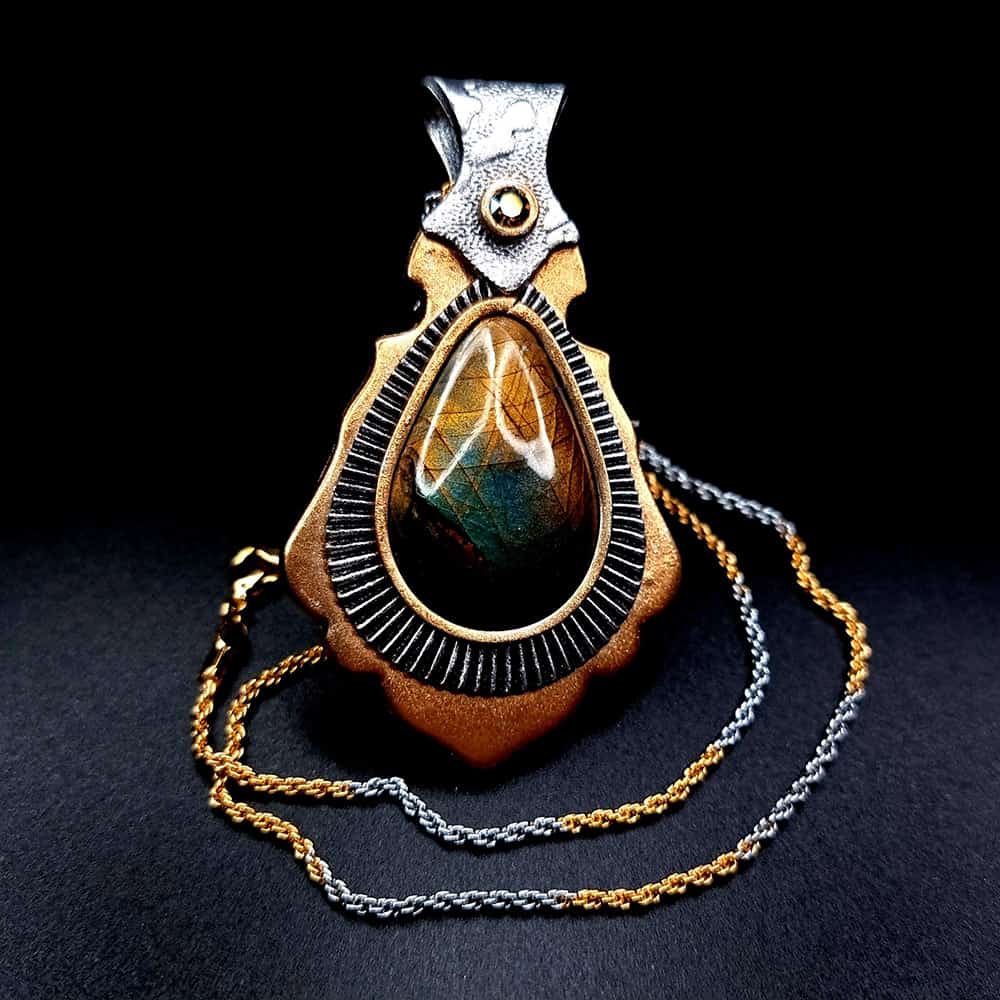 Unique polymer clay pendant "Golden Energy" Pendant SweetyBijou Jewelry Default Title