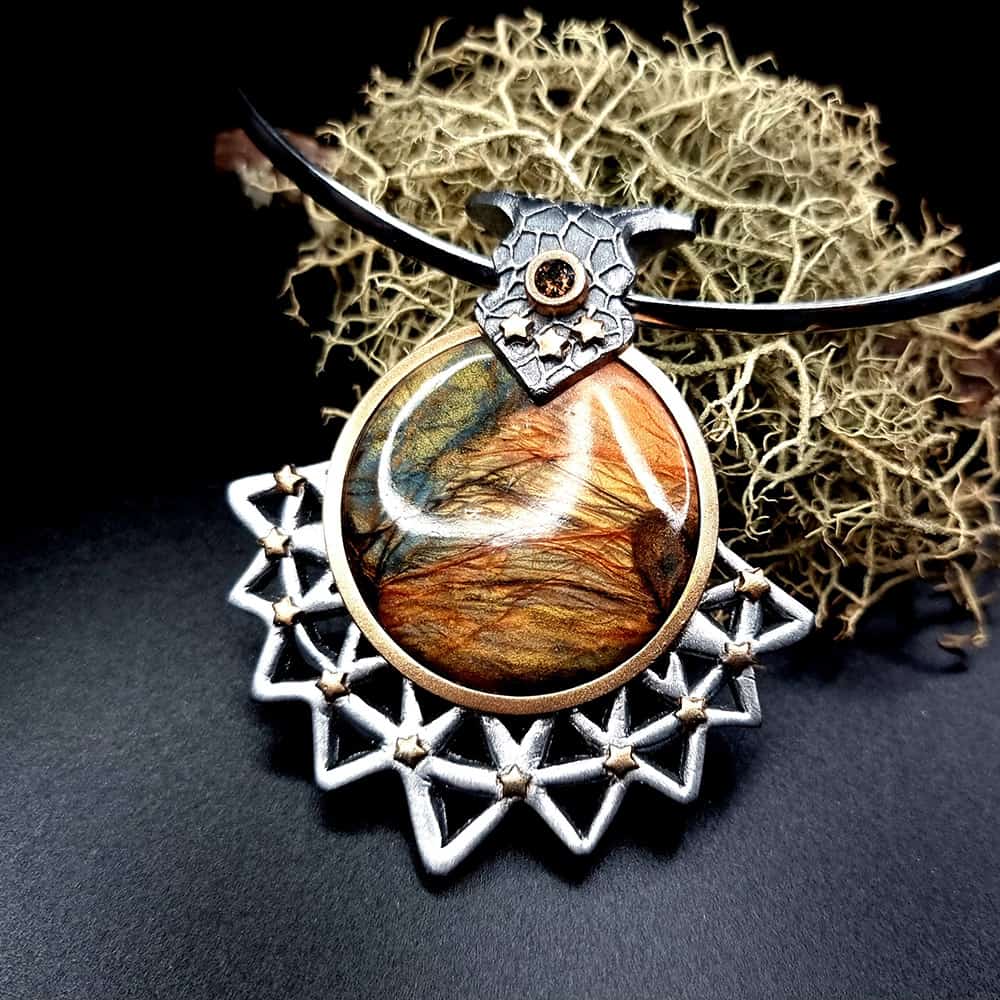 Unique polymer clay pendant "Power of the Sun" Pendant SweetyBijou Jewelry
