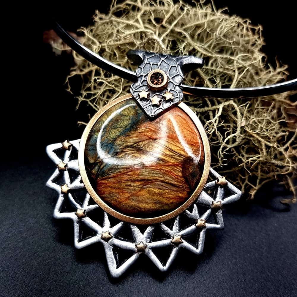 Unique polymer clay pendant "Power of the Sun" Pendant SweetyBijou Jewelry