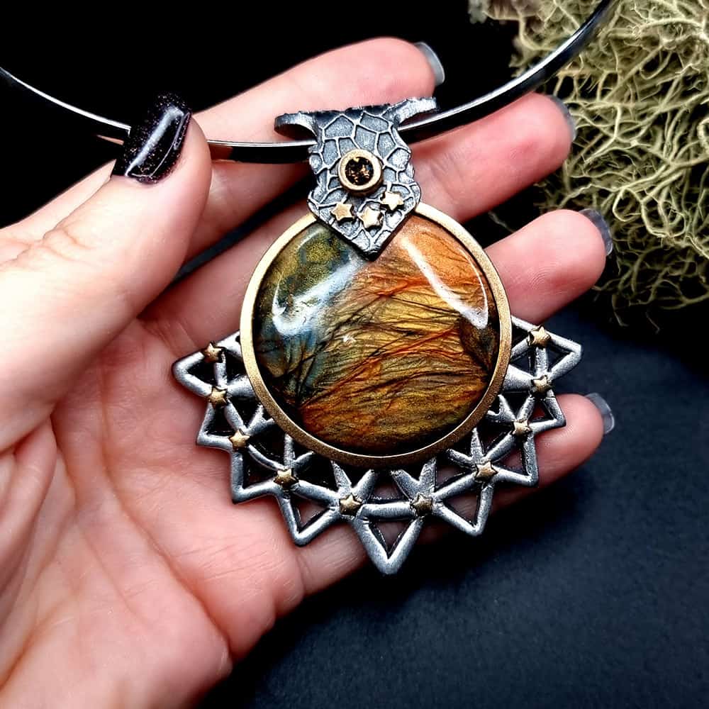 Unique polymer clay pendant "Power of the Sun" Pendant SweetyBijou Jewelry