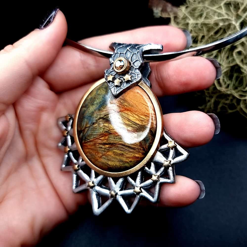 Unique polymer clay pendant "Power of the Sun" Pendant SweetyBijou Jewelry