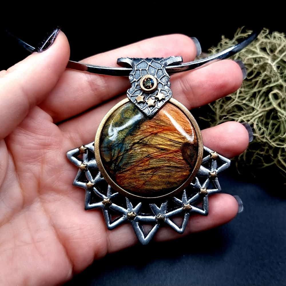 Unique polymer clay pendant "Power of the Sun" Pendant SweetyBijou Jewelry