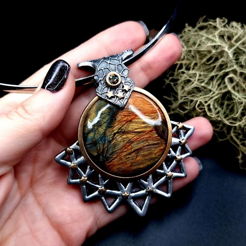 Unique polymer clay pendant "Power of the Sun" Pendant SweetyBijou Jewelry