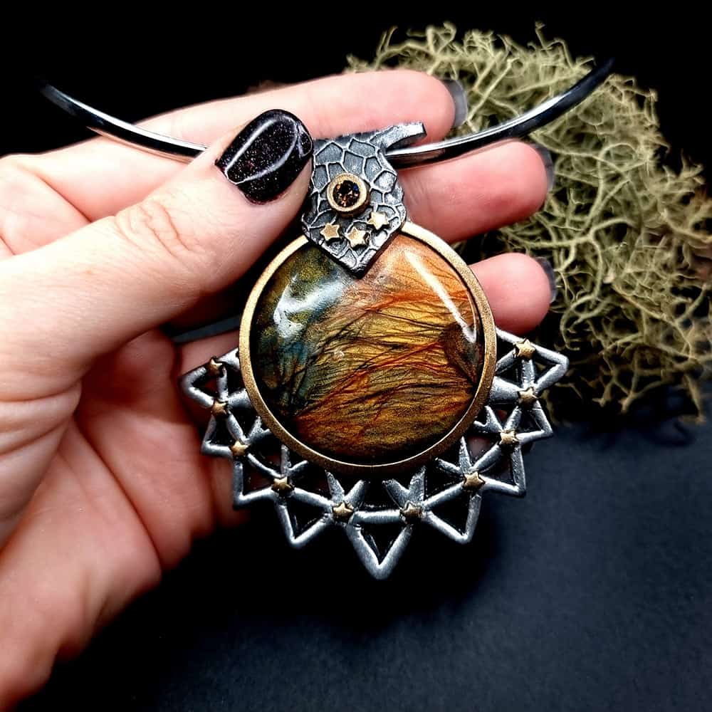 Unique polymer clay pendant "Power of the Sun" Pendant SweetyBijou Jewelry