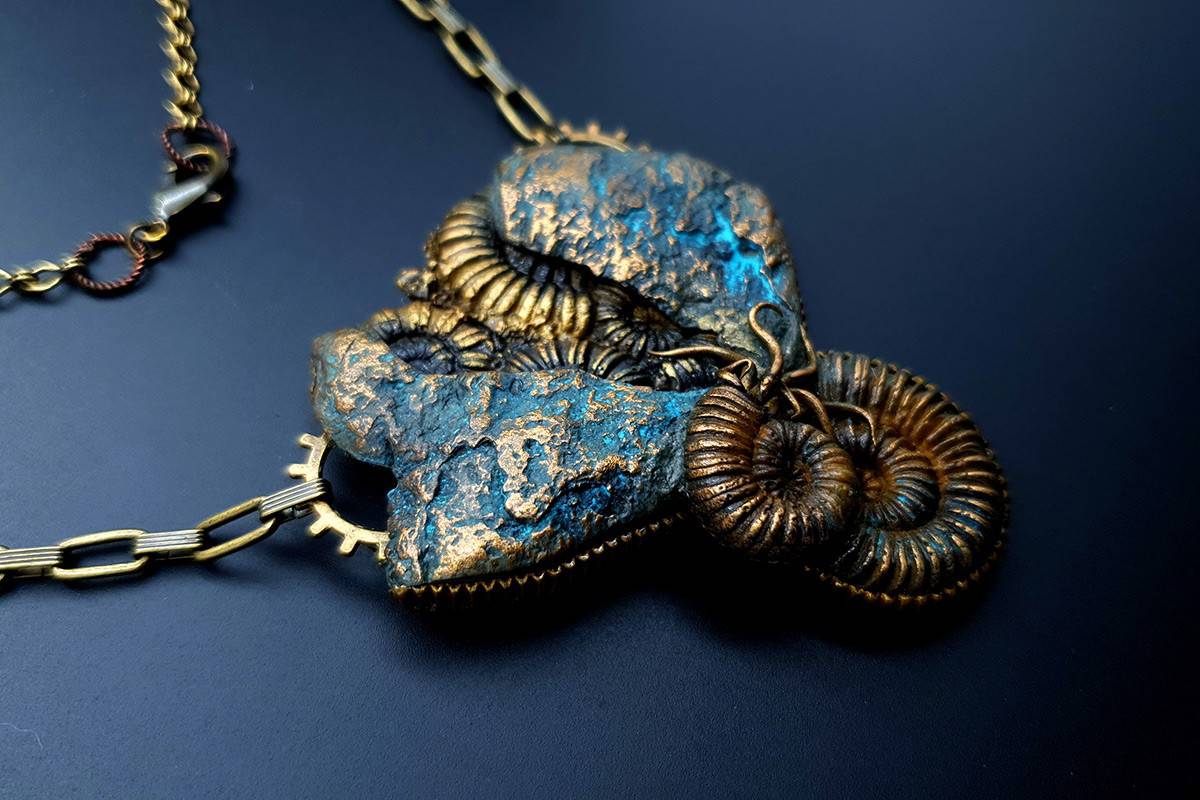 Polymer clay Pendant Fosilized Treasure Pendant SweetyBijou Jewelry