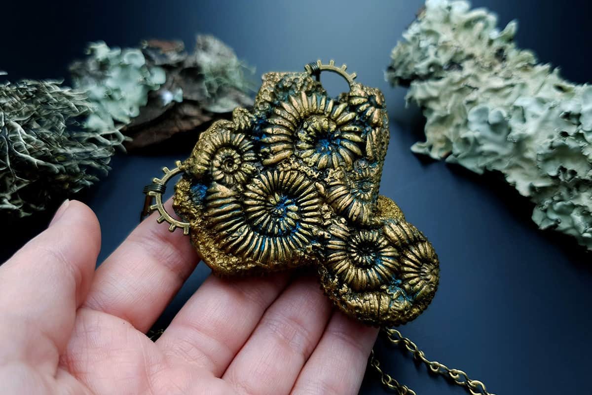 Polymer clay Pendant Fosilized Treasure Pendant SweetyBijou Jewelry