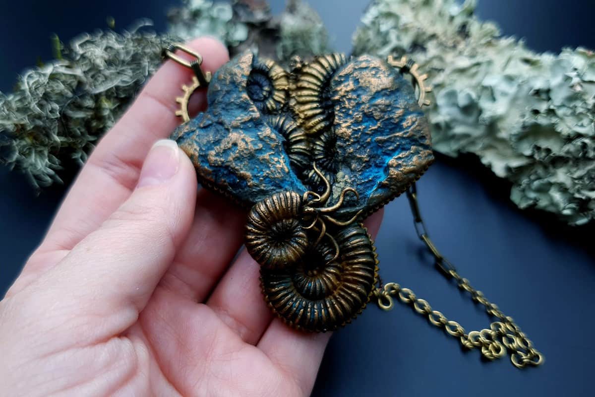 Polymer clay Pendant Fosilized Treasure Pendant SweetyBijou Jewelry