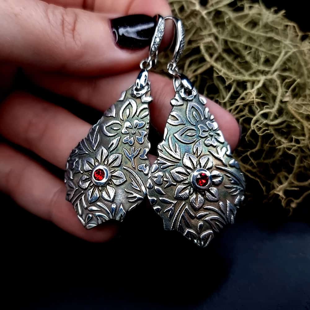 Unique romantic silver earrings Earrings SweetyBijou Jewelry
