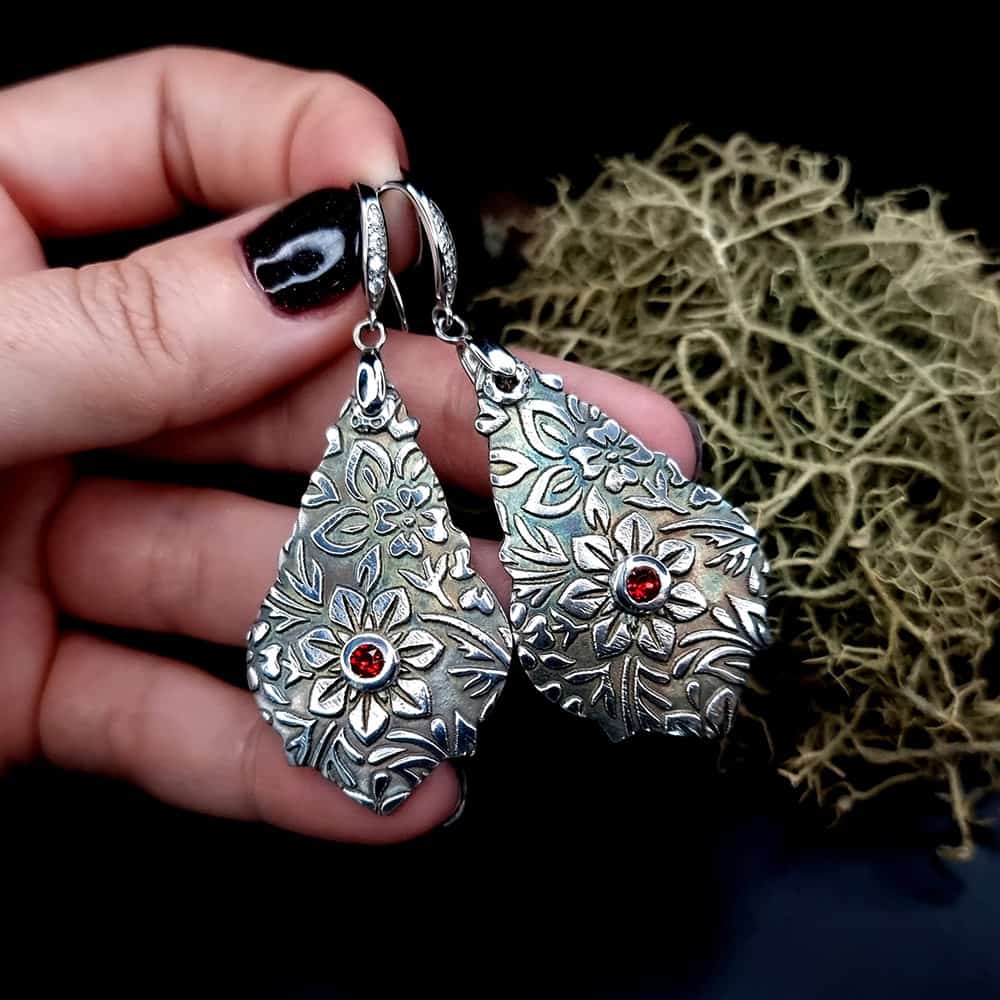 Unique romantic silver earrings Earrings SweetyBijou Jewelry