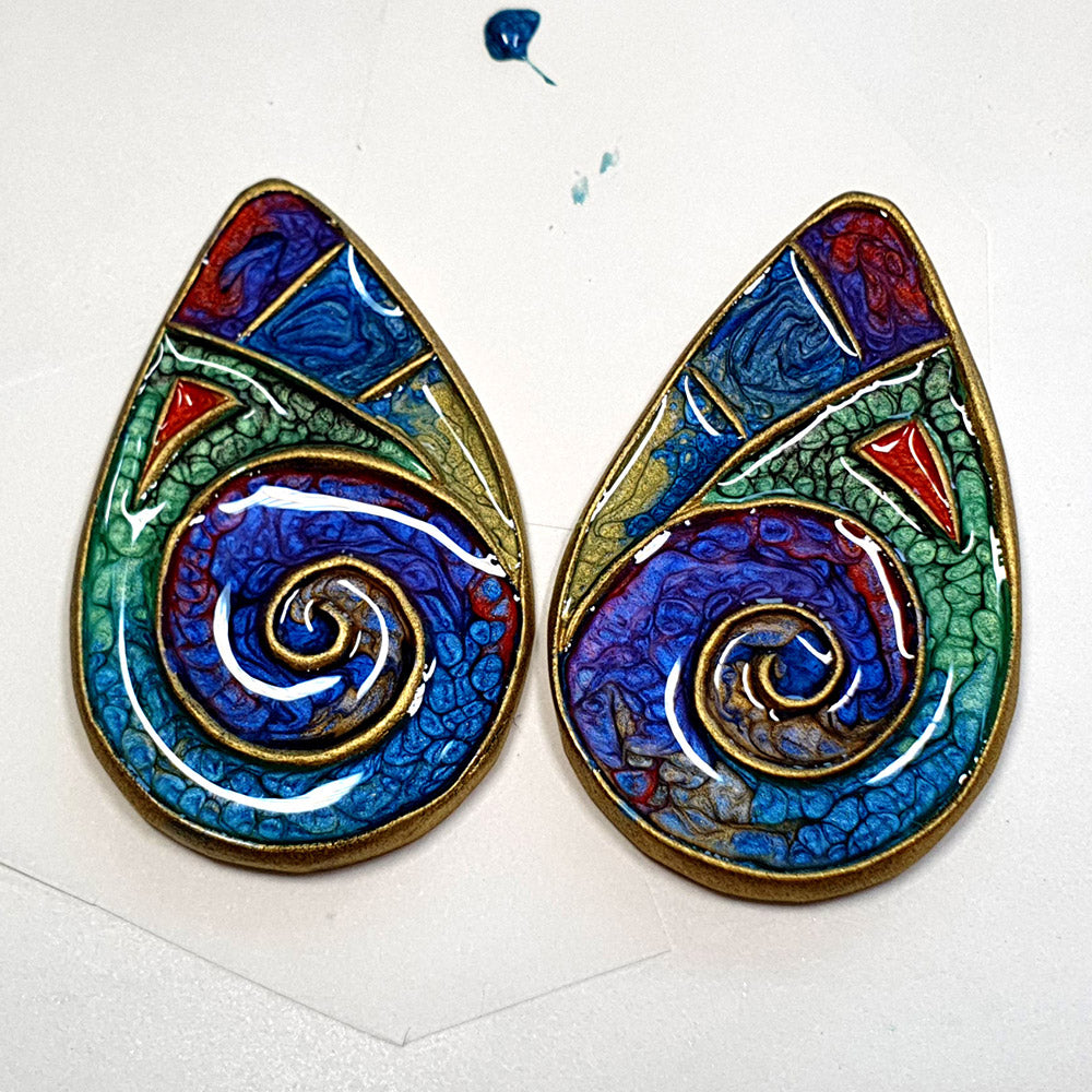 Cloisonne Enamel Earrings #1 - 115x85mm