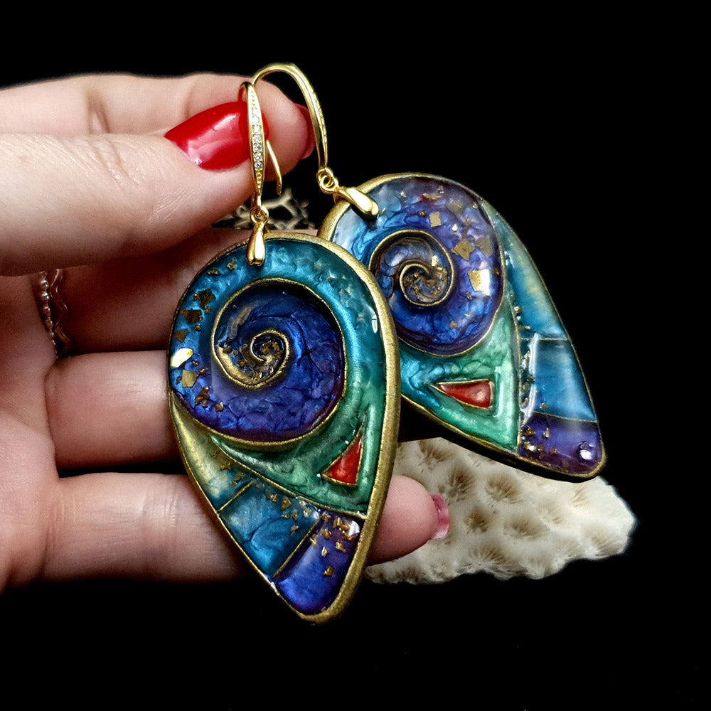 Cloisonne Enamel Earrings #1 - 115x85mm