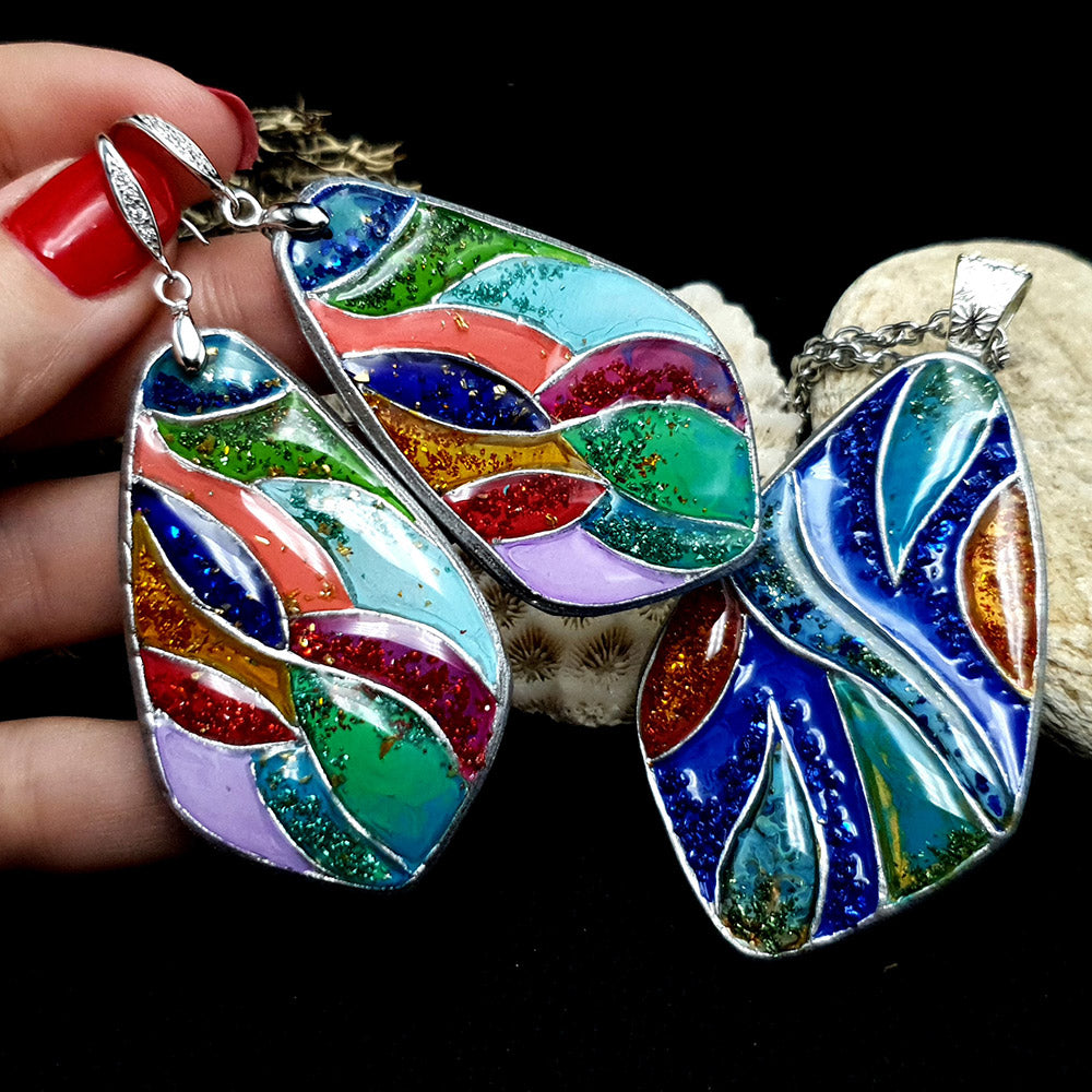 Large Cloisonne Enamel Pendants #1 - 160x100mm